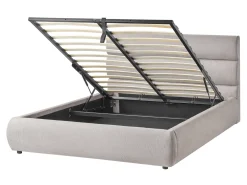 Letto contenitore Lino sintetico BONIFACIO 140 x 200 cm Grigio