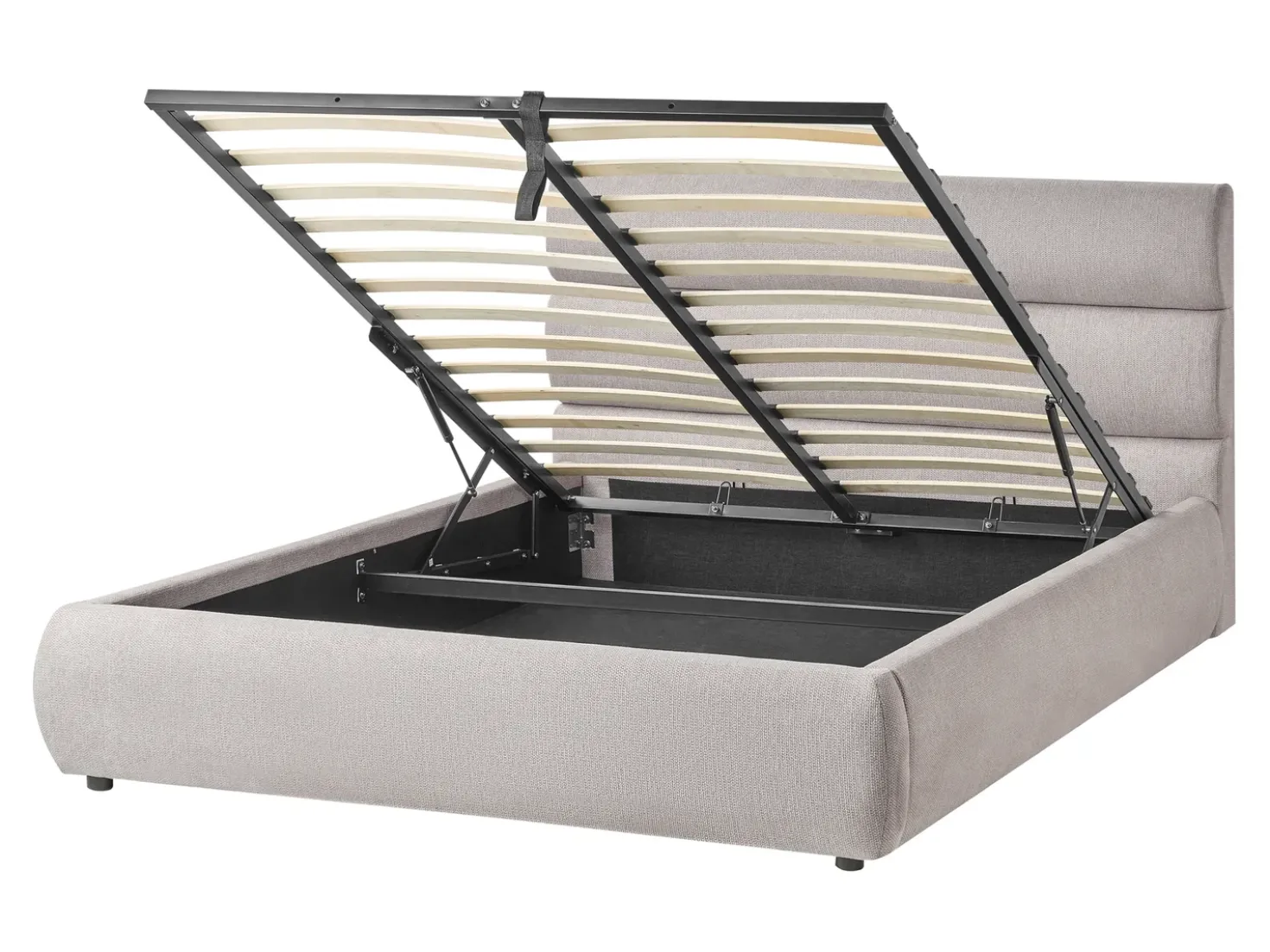 Letto contenitore Lino sintetico BONIFACIO 140 x 200 cm Grigio