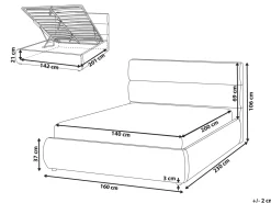 Letto contenitore Lino sintetico BONIFACIO 140 x 200 cm Grigio