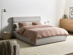 Letto contenitore Lino sintetico BONIFACIO 160 x 200 cm Grigio
