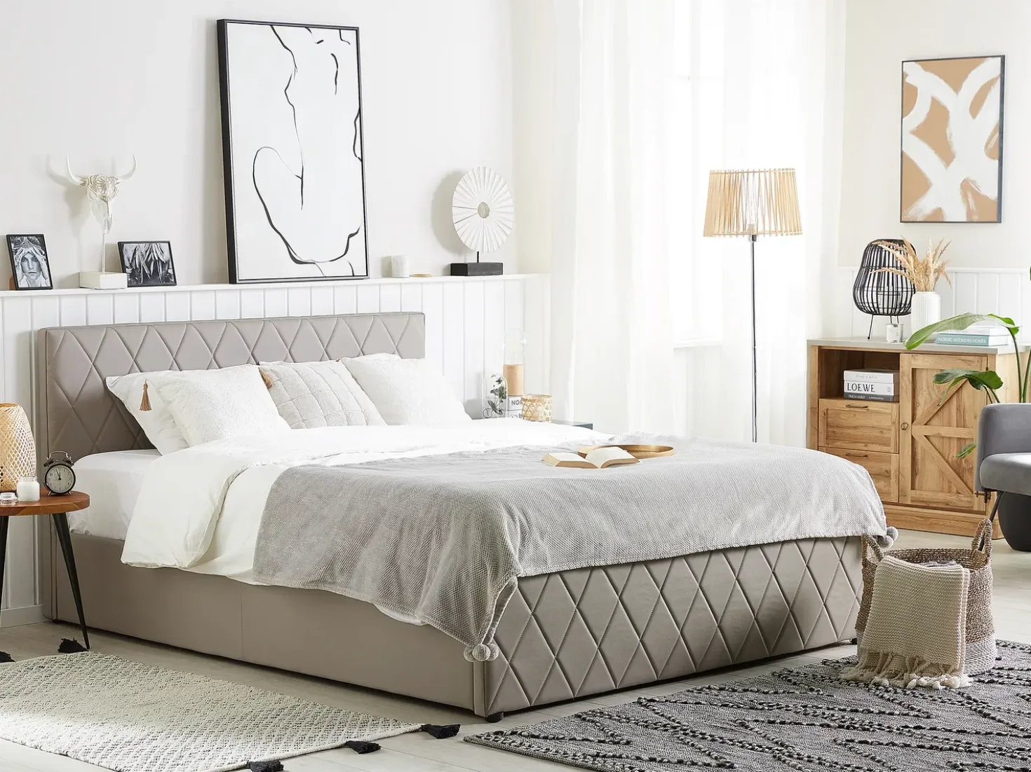 Letto contenitore Pelle sintetica ROCHEFORT 180 x 200 cm Tortora