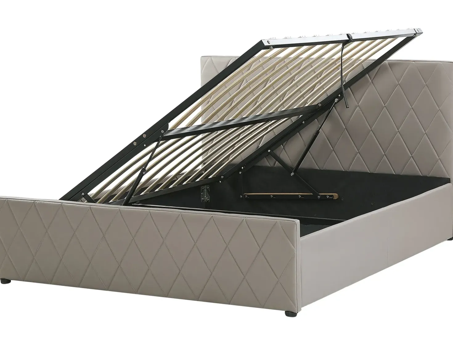 Letto contenitore Pelle sintetica ROCHEFORT 180 x 200 cm Tortora