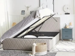 Letto contenitore Pelle sintetica ROCHEFORT 180 x 200 cm Tortora