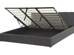 Letto contenitore Pelle sintetica DREUX 180 x 200 cm Grigio scuro