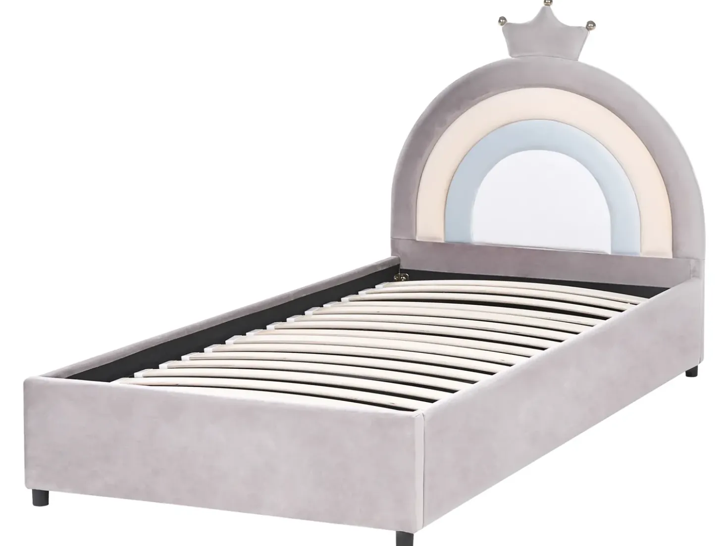 Letto contenitore per bambini Corona Velluto GRISETOT 90 x 200 cm Grigio