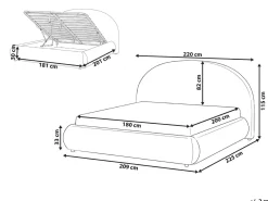 Letto contenitore Tessuto GRASSE 180 x 200 cm Tortora