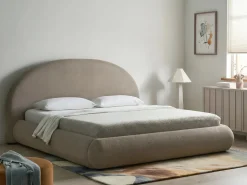 Letto contenitore Tessuto GRASSE 180 x 200 cm Tortora