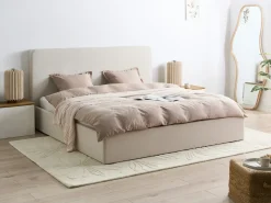 Letto contenitore Tessuto BRENON 180 x 200 cm Beige chiaro