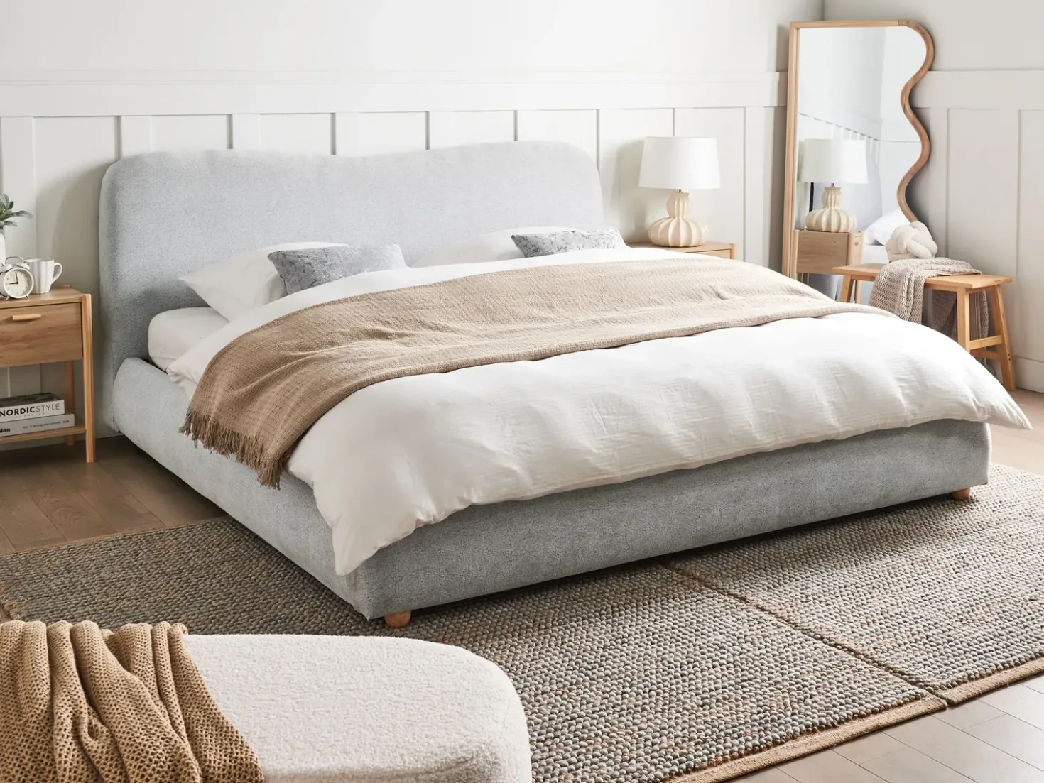 Letto contenitore Tessuto BLAGNAC 180 x 200 cm Grigio chiaro