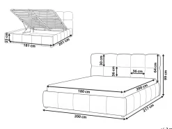 Letto contenitore Tessuto NOYON 180 x 200 cm Beige chiaro