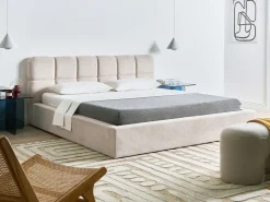 Letto contenitore Tessuto BASTON 180 x 200 cm Beige chiaro