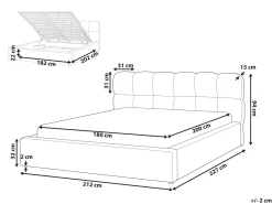 Letto contenitore Tessuto BASTON 180 x 200 cm Beige chiaro