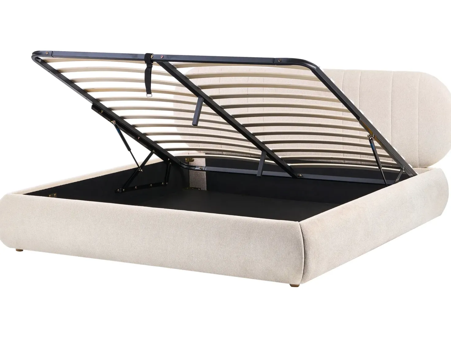 Letto contenitore Tessuto CAMPAN 180 x 200 cm Beige chiaro