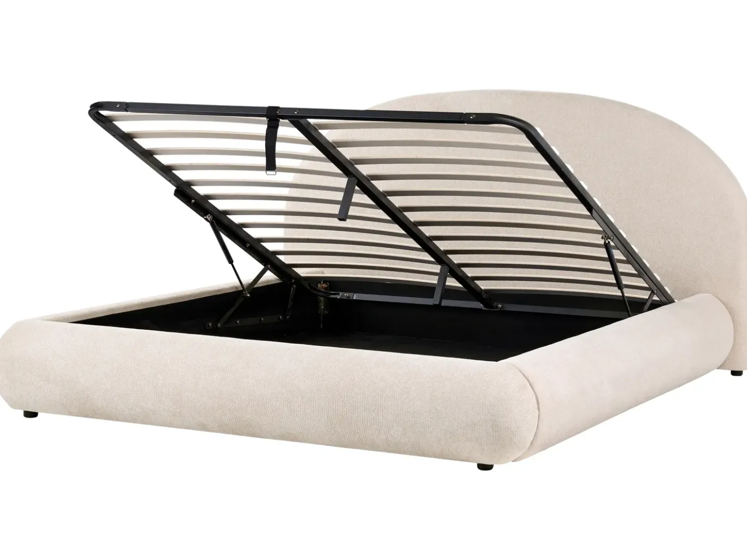 Letto contenitore Tessuto GRASSE 180 x 200 cm Beige chiaro