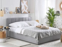 Letto contenitore Tessuto DREUX 180 x 200 cm Grigio chiaro