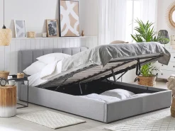 Letto contenitore Tessuto DREUX 180 x 200 cm Grigio chiaro