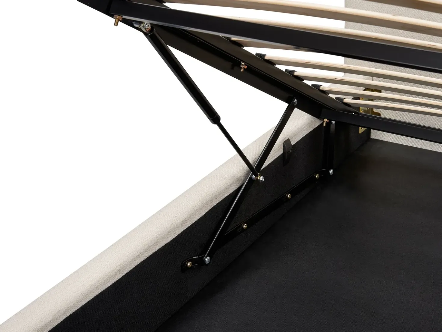 Letto contenitore Tessuto CAMPAGNE 180 x 200 cm Beige chiaro