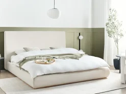 Letto contenitore Tessuto CAMPAGNE 180 x 200 cm Beige chiaro