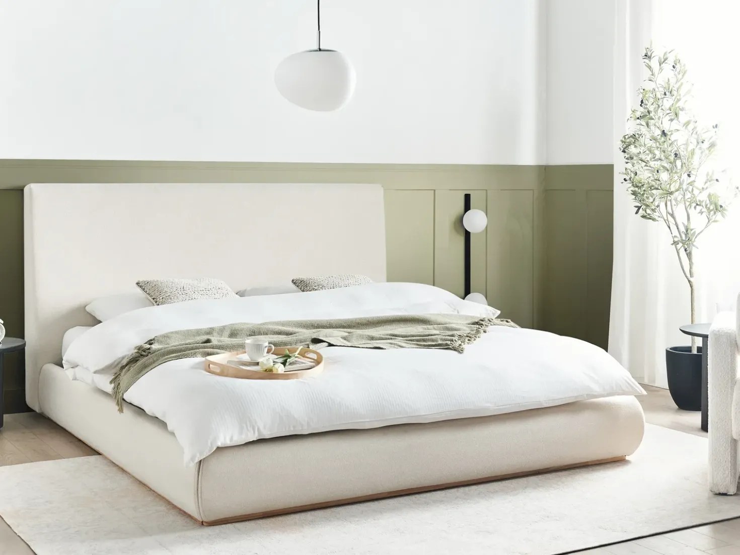 Letto contenitore Tessuto CAMPAGNE 180 x 200 cm Beige chiaro