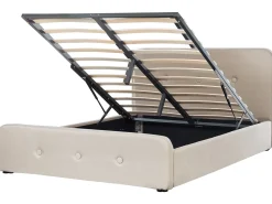Letto contenitore Tessuto RENNES 160 x 200 cm Beige