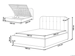 Letto contenitore Tessuto CHALLANS 180 x 200 cm Bianco sporco