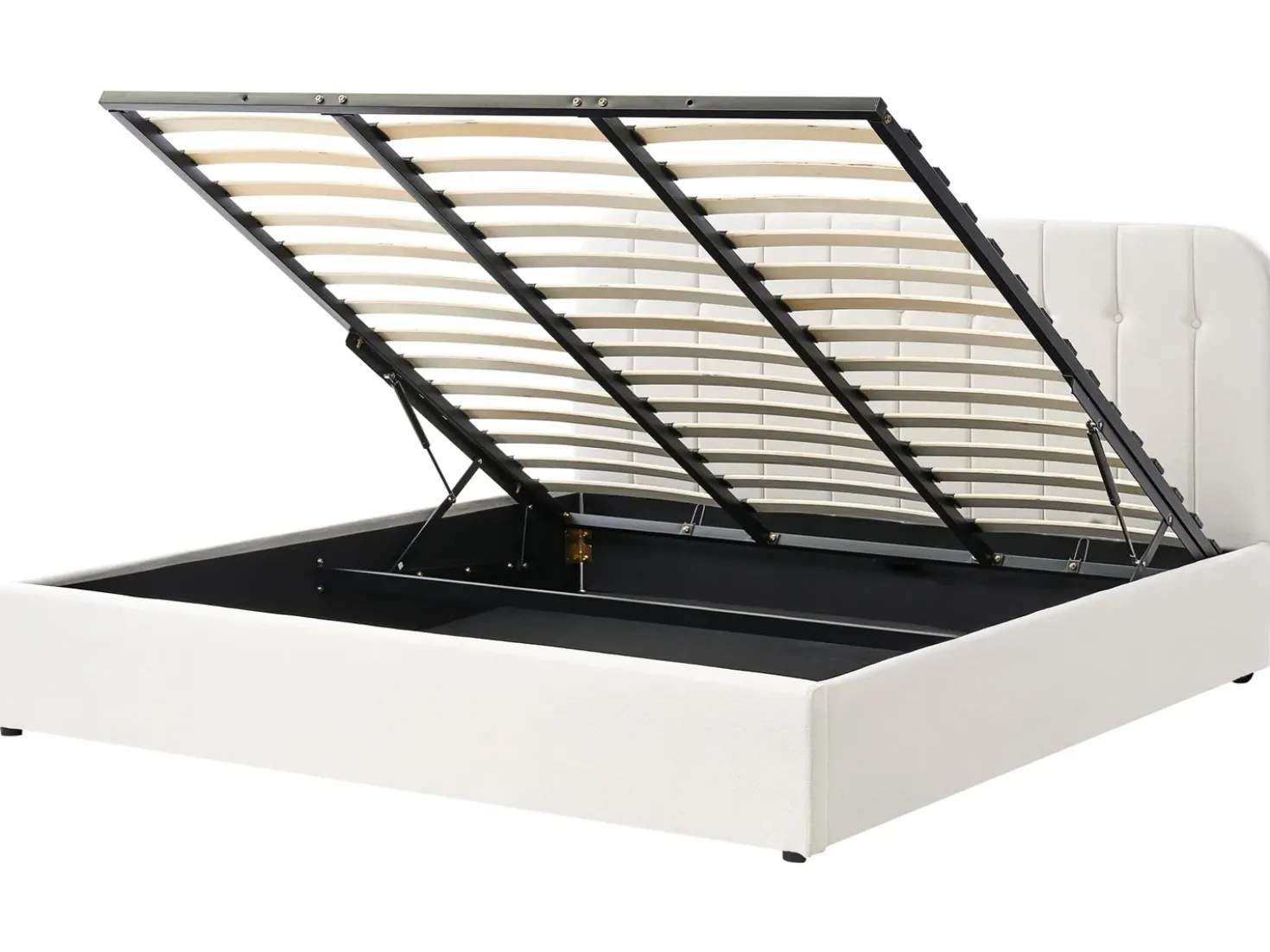 Letto contenitore Tessuto CHALLANS 180 x 200 cm Bianco sporco