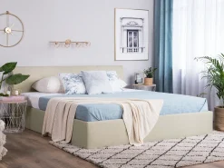 Letto contenitore Tessuto ORBEY 180 x 200 cm Beige chiaro