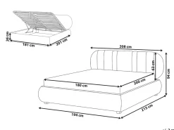 Letto contenitore Tessuto CAMPAN 180 x 200 cm Tortora