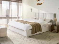 Letto contenitore Tessuto TARASCON 180 x 200 cm Beige chiaro