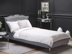 Letto contenitore Tessuto METZ 90 x 200 cm Grigio chiaro