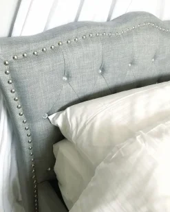 Letto contenitore Tessuto METZ 90 x 200 cm Grigio chiaro