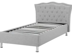 Letto contenitore Tessuto METZ 90 x 200 cm Grigio chiaro