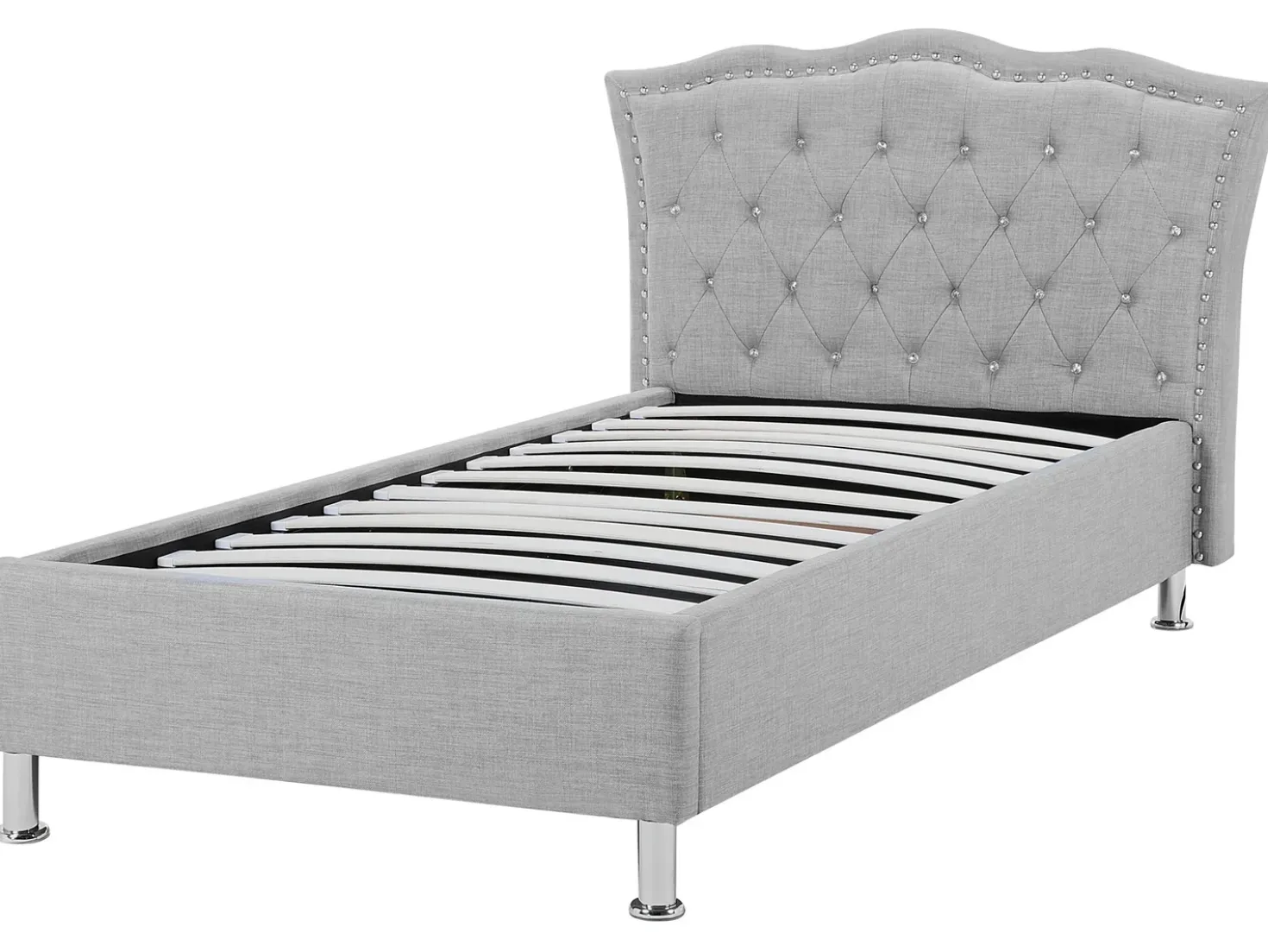 Letto contenitore Tessuto METZ 90 x 200 cm Grigio chiaro