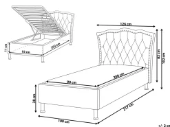 Letto contenitore Tessuto METZ 90 x 200 cm Grigio chiaro