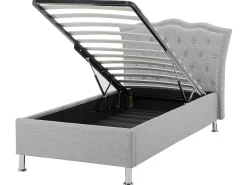 Letto contenitore Tessuto METZ 90 x 200 cm Grigio chiaro