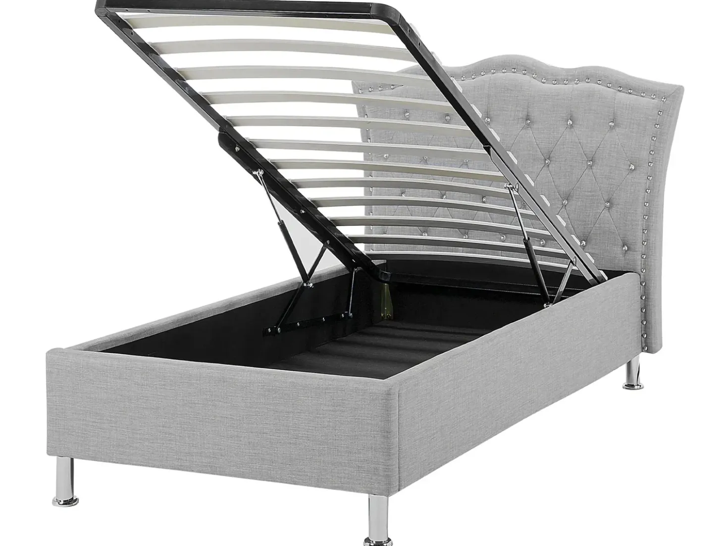 Letto contenitore Tessuto METZ 90 x 200 cm Grigio chiaro