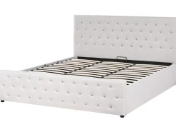 Letto contenitore Tessuto AMIENS 180 x 200 cm Beige