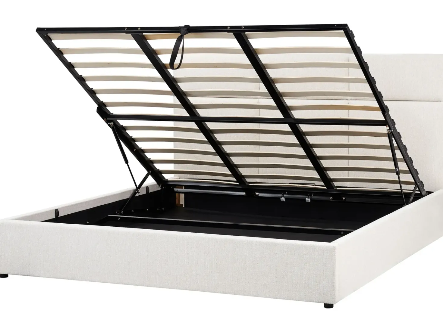 Letto contenitore Tessuto LAGORD 180 x 200 cm Bianco sporco