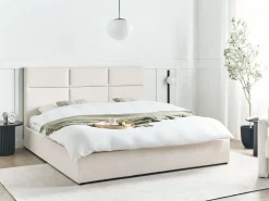 Letto contenitore Tessuto LAGORD 180 x 200 cm Bianco sporco