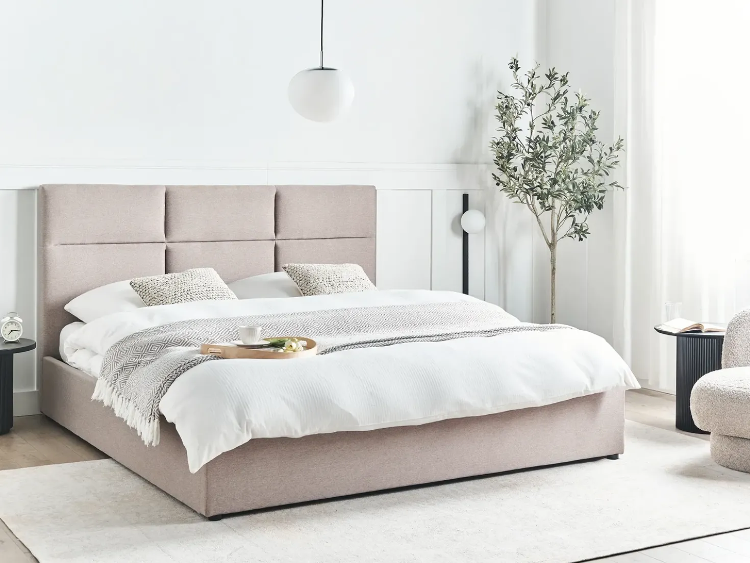 Letto contenitore Tessuto LAGORD 180 x 200 cm Tortora