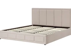 Letto contenitore Tessuto QUIBERON 180 x 200 cm Beige