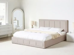 Letto contenitore Tessuto QUIBERON 180 x 200 cm Beige