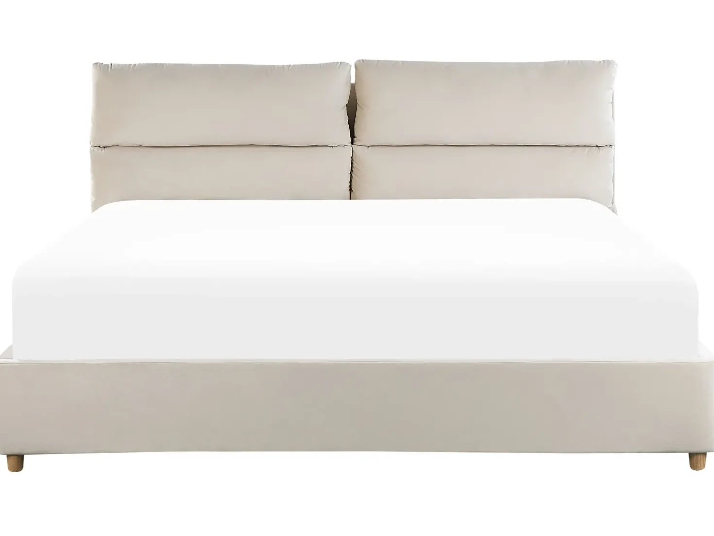 Letto contenitore Velluto BATILLY 180 x 200 cm Beige chiaro
