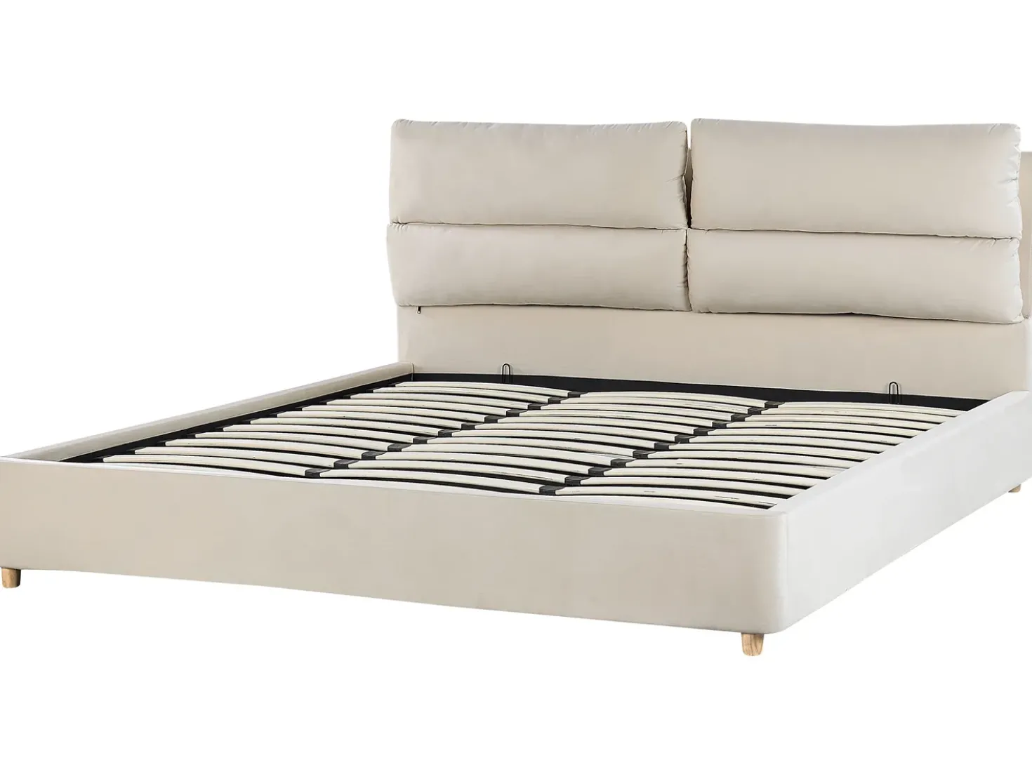 Letto contenitore Velluto BATILLY 180 x 200 cm Beige chiaro