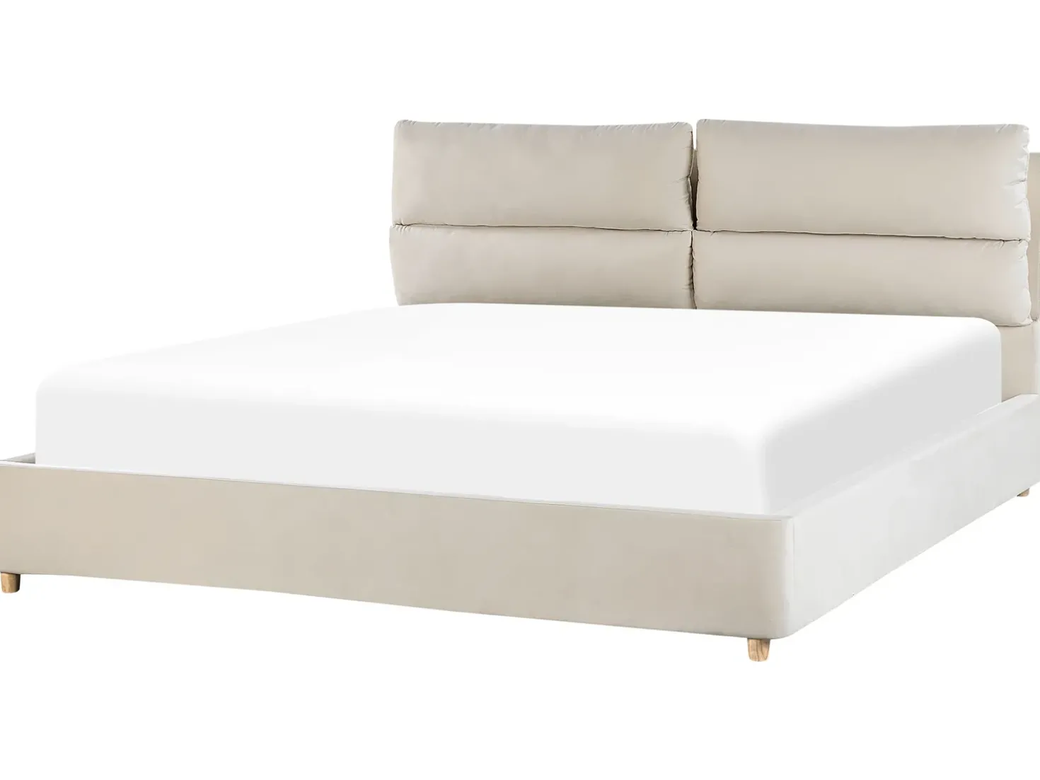 Letto contenitore Velluto BATILLY 180 x 200 cm Beige chiaro