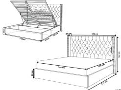 Letto contenitore Velluto LUBBON 140 x 200 cm Tortora