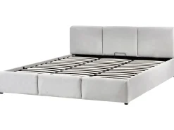 Letto contenitore Velluto BOUSSE 180 x 200 cm Grigio chiaro