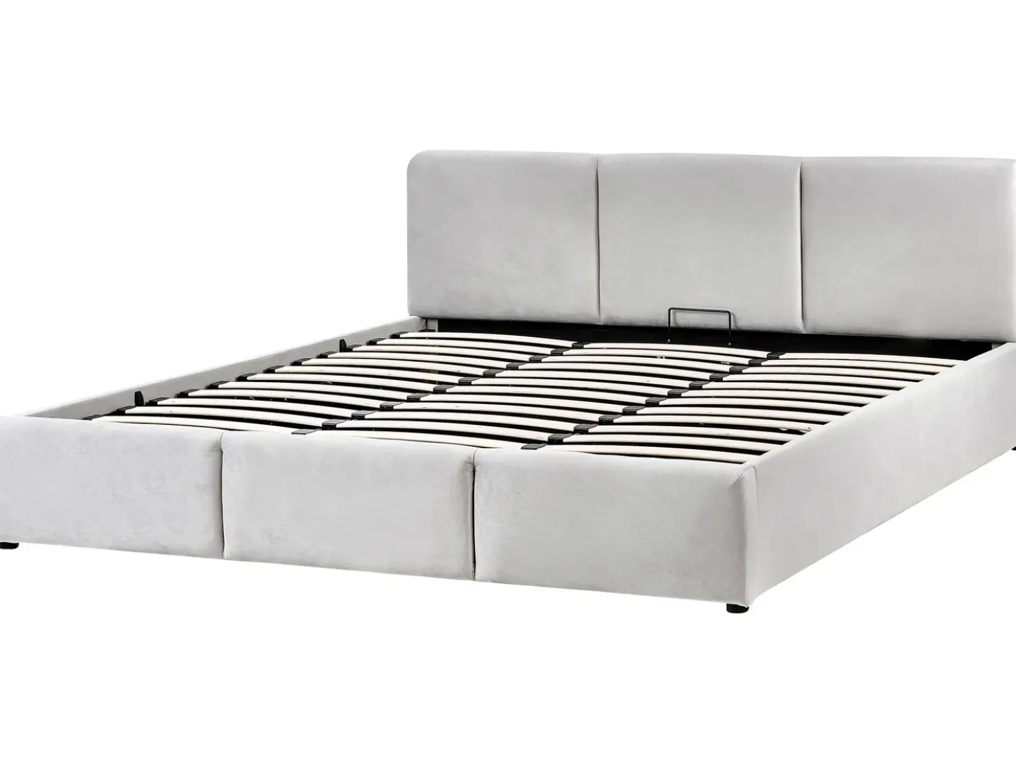 Letto contenitore Velluto BOUSSE 180 x 200 cm Grigio chiaro