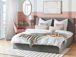 Letto contenitore Velluto LORIENT 180 x 200 cm Grigio chiaro