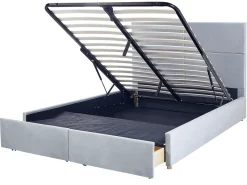 Letto contenitore Velluto VERNOYES 160 x 200 cm Grigio chiaro
